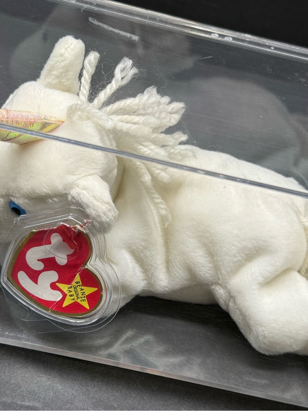 Ty White Unicorn Beanie Baby with Blue Eyes